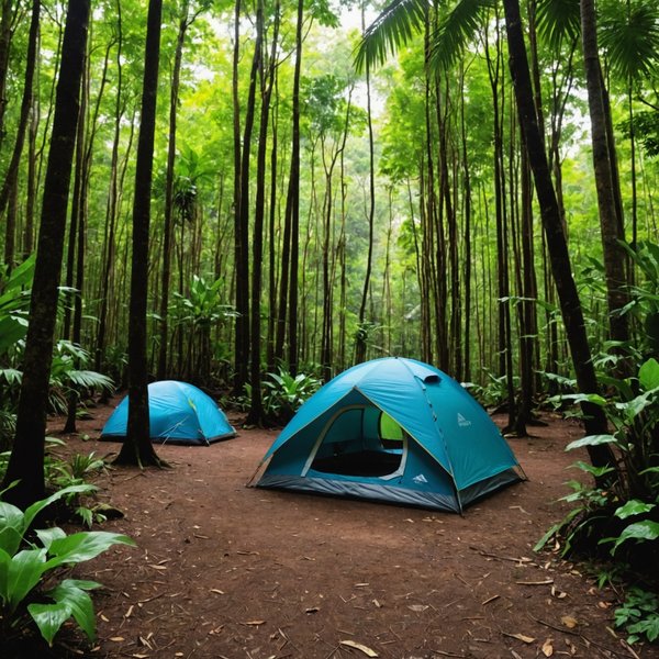 Quels sont les conseils pour choisir un emplacement de camping en forêt tropicale en été ?